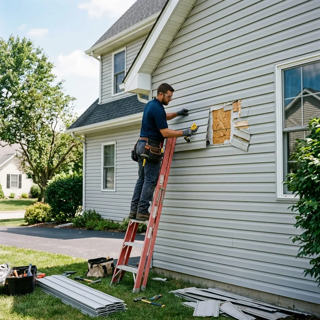 Siding repair in Richmond, TX — fiber cement board and joint repair on a Fort Bend County home